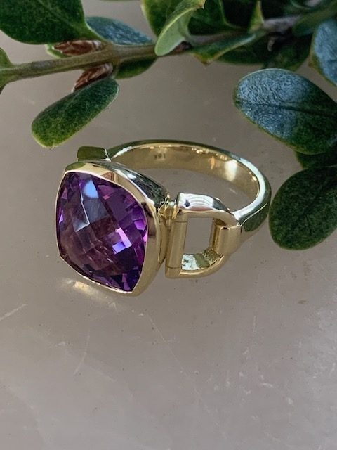 Snaffle Bit Ring with Amethyst