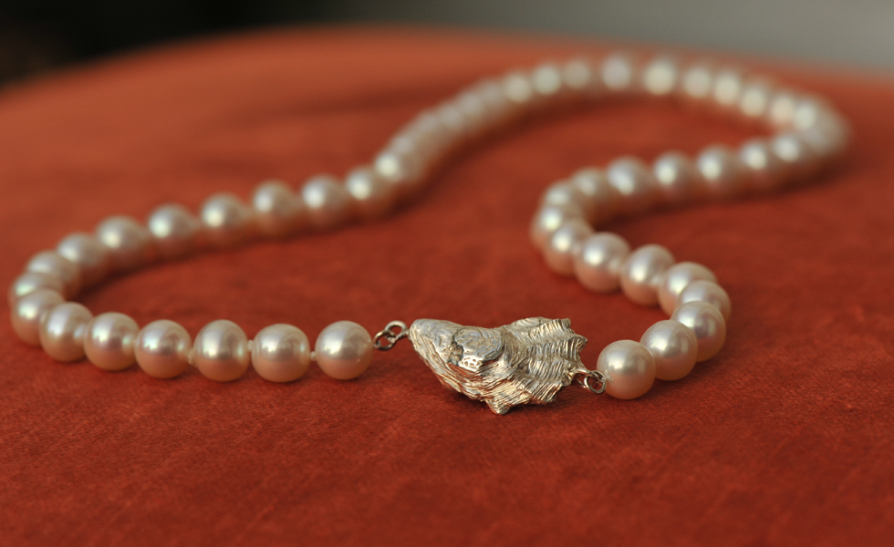 Freshwater Pearl Necklace with Sterling Oyster Clasp
