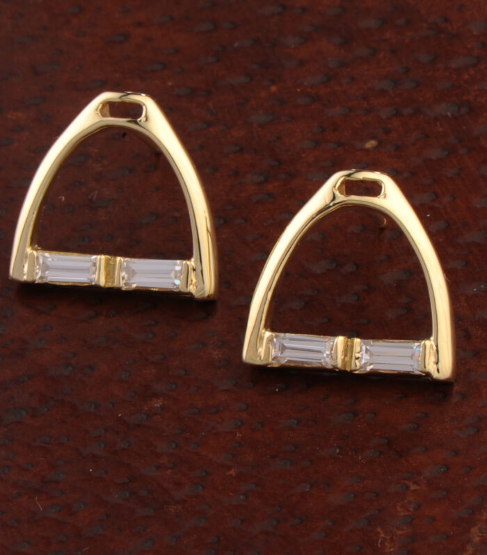 Stirrup Earrings with Diamond Baguettes