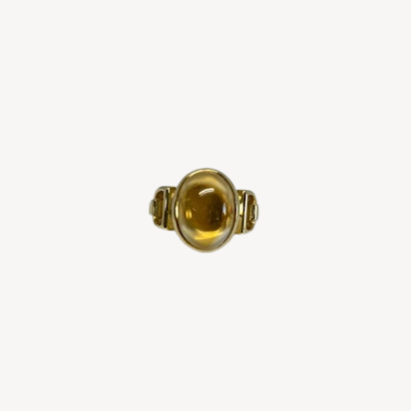 Yellow Gold Citrine Cabochon Ring – Elegant Gemstone Jewelry