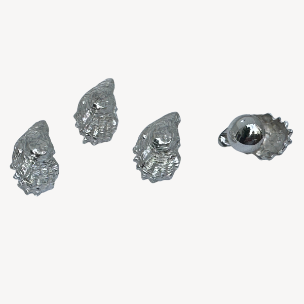 Silver-plated 3D sea snail charms or stud earrings.