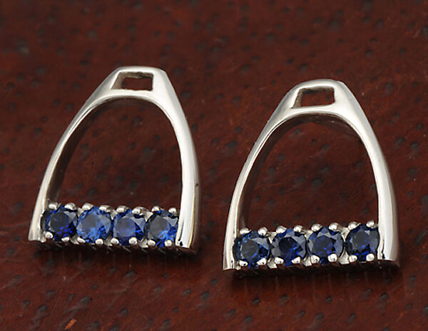 4-Stone Stirrup Earrings with Sapphires